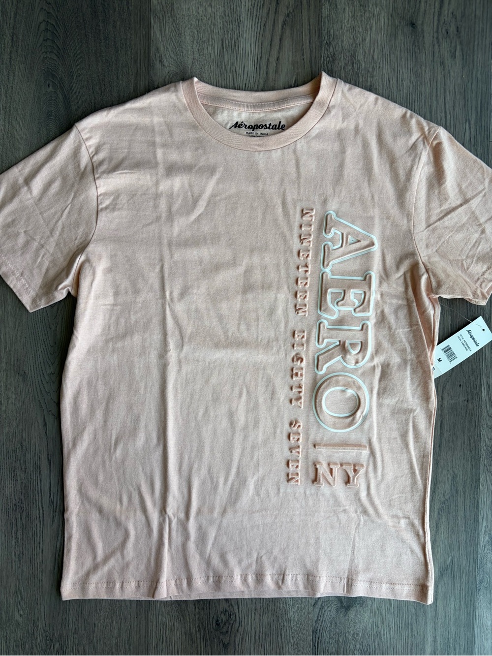 Aeropostale Men’s Pale Pink Embossed AERO Tee